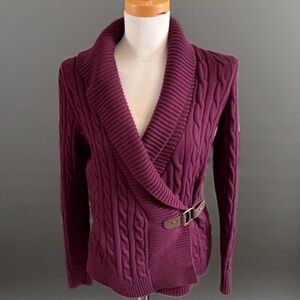 Authenticated Black Label Lauren Ralph Lauren Cable Knit Sweater Preppy Cowgirl